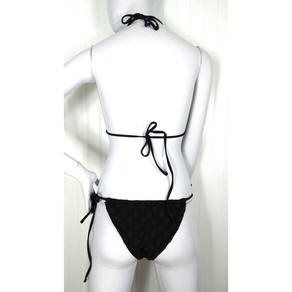 Textured Diamond Bikini set size medium black triangle bra - Picture 3 of 6